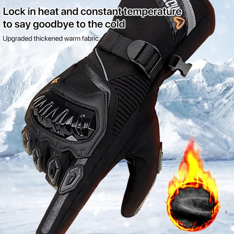 1-Pair MOTOLSG Motorcycle Riding Waterproof Winter Warm Gloves, Size:XXL(Black)