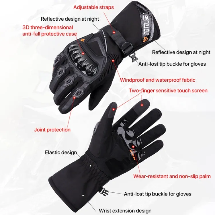 1-Pair MOTOLSG Motorcycle Riding Waterproof Winter Warm Gloves, Size:XXL(Black)