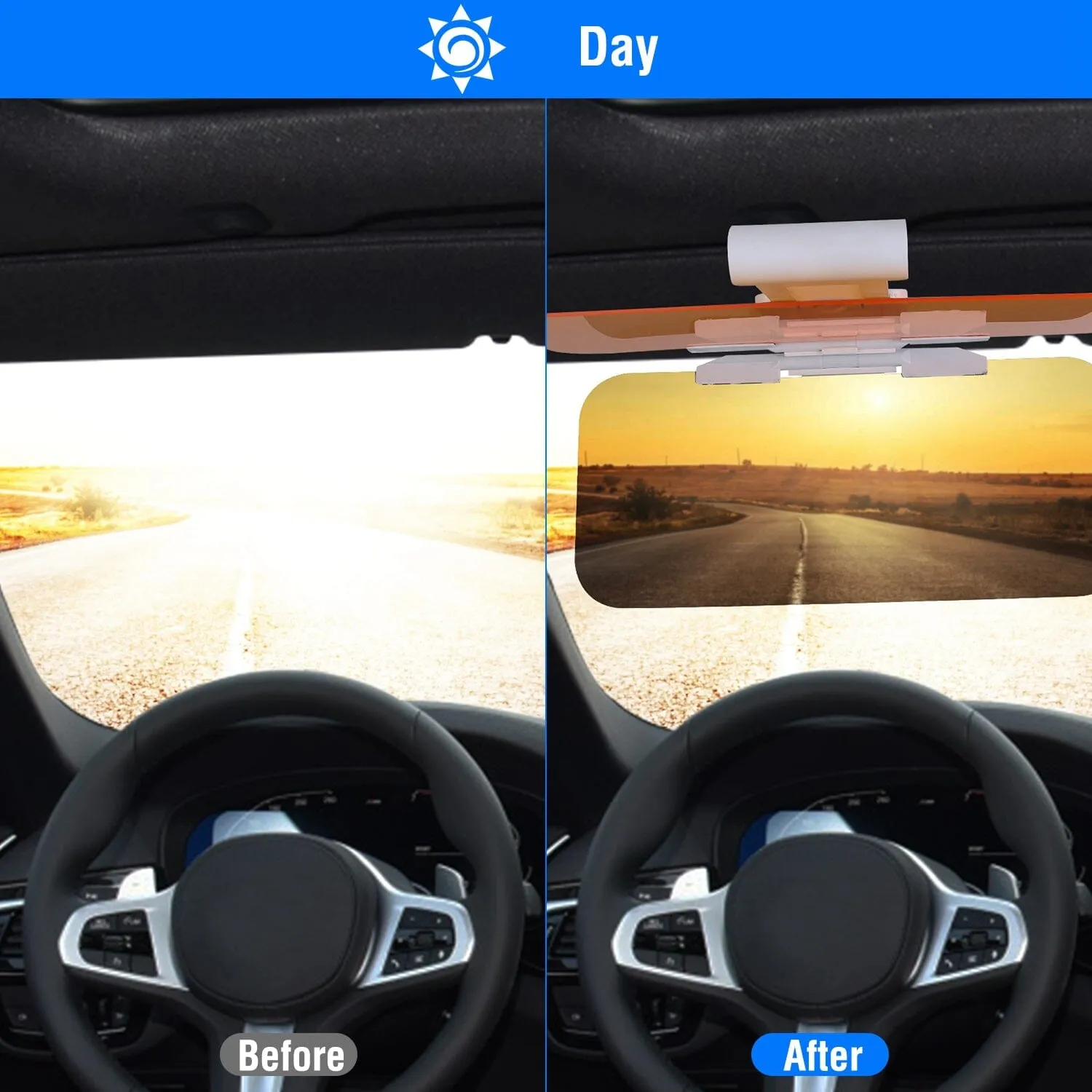 2-in-1 Sun Visor Extender with Adjustable View Angles