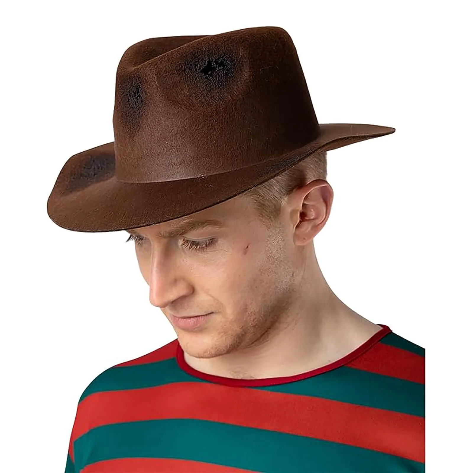 Adult Nightmare Hat Brown Fedora Worn Look Freddie Fancy Dress