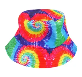 Adults Rainbow Pride Bucket Hat with Spirals LGBTQ Gay Parade Party Fancy Dress Hat