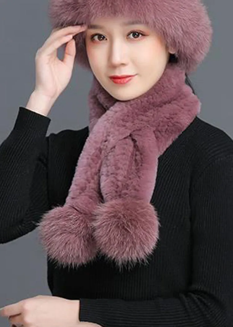 Beautiful Taro Purple Rabbit Hair Leather And Fur Cloche Hat