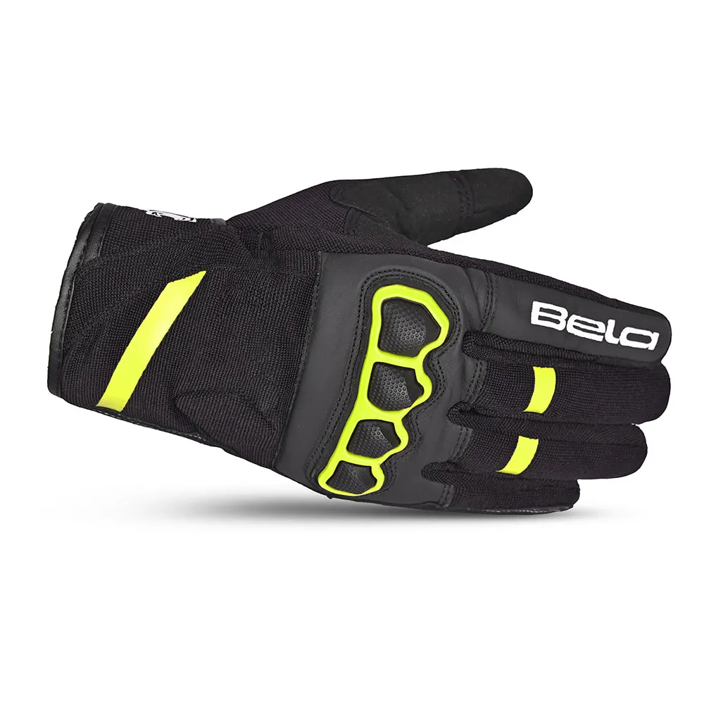 BELA Tracker Motorbike Gloves  Black Yellow Flouro