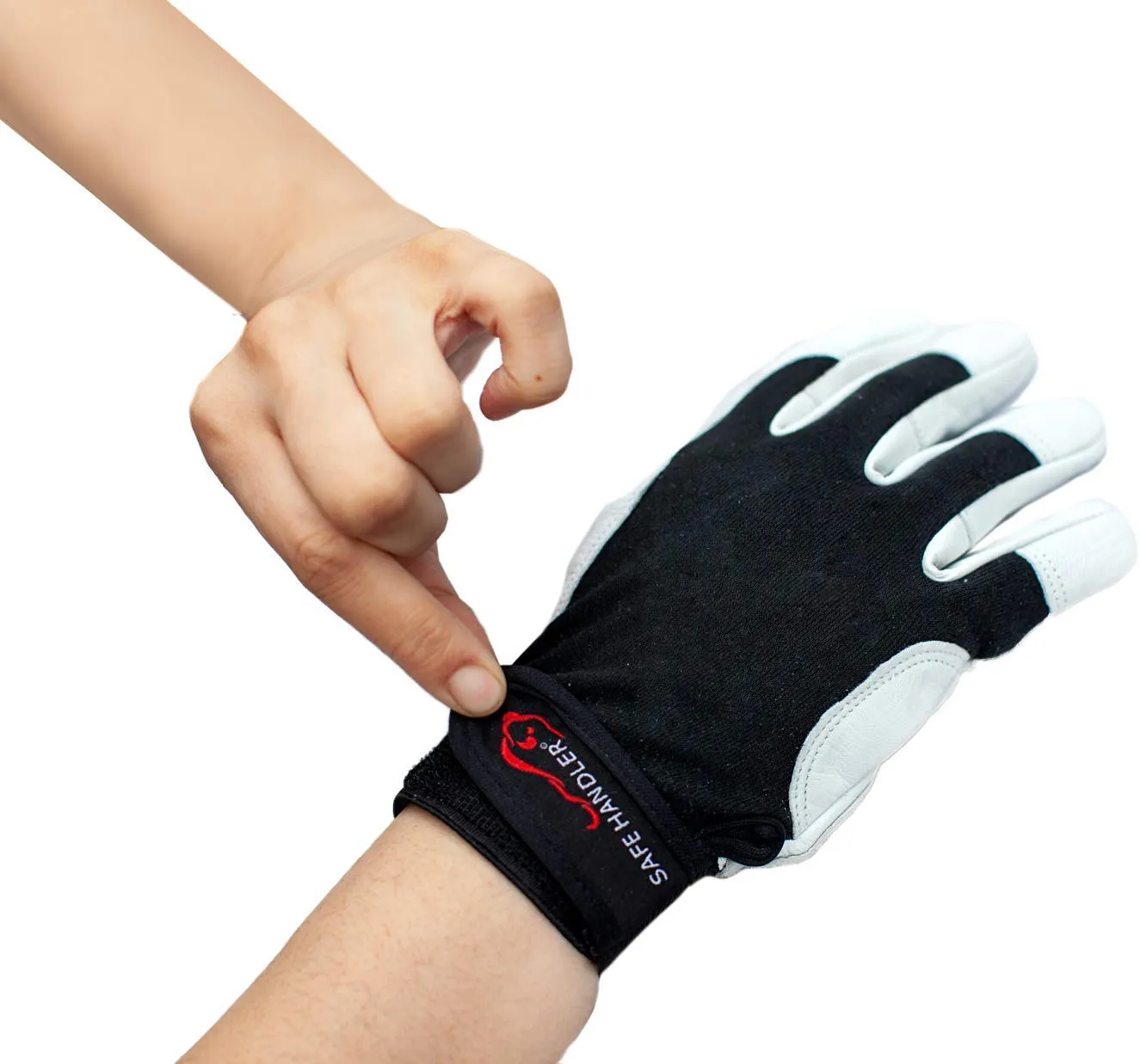 Black/White Reinforced Gloves, Secure Hook & Loop Closure - Bison Life