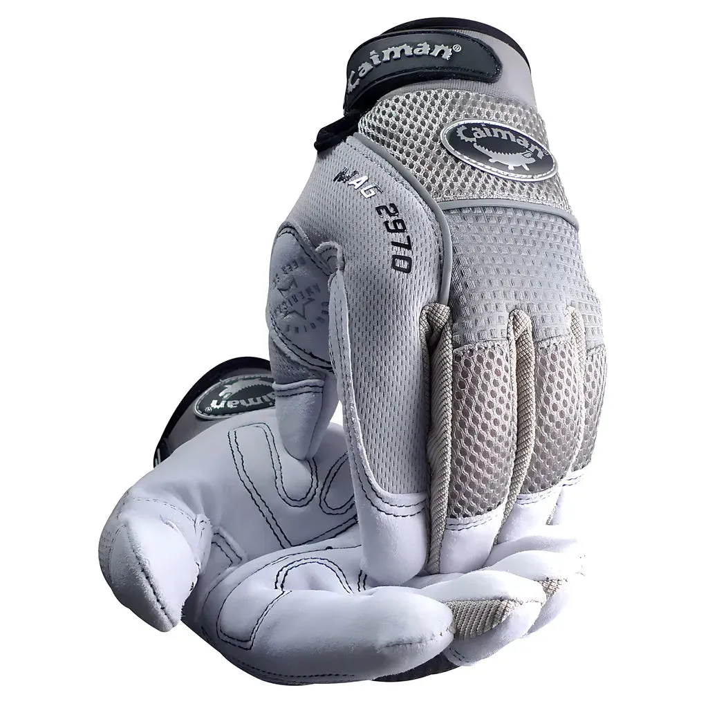 Caiman 2970-2 Multi-Activity Glove with Padded Deerskin Leather Palm and Gray AirMesh Back