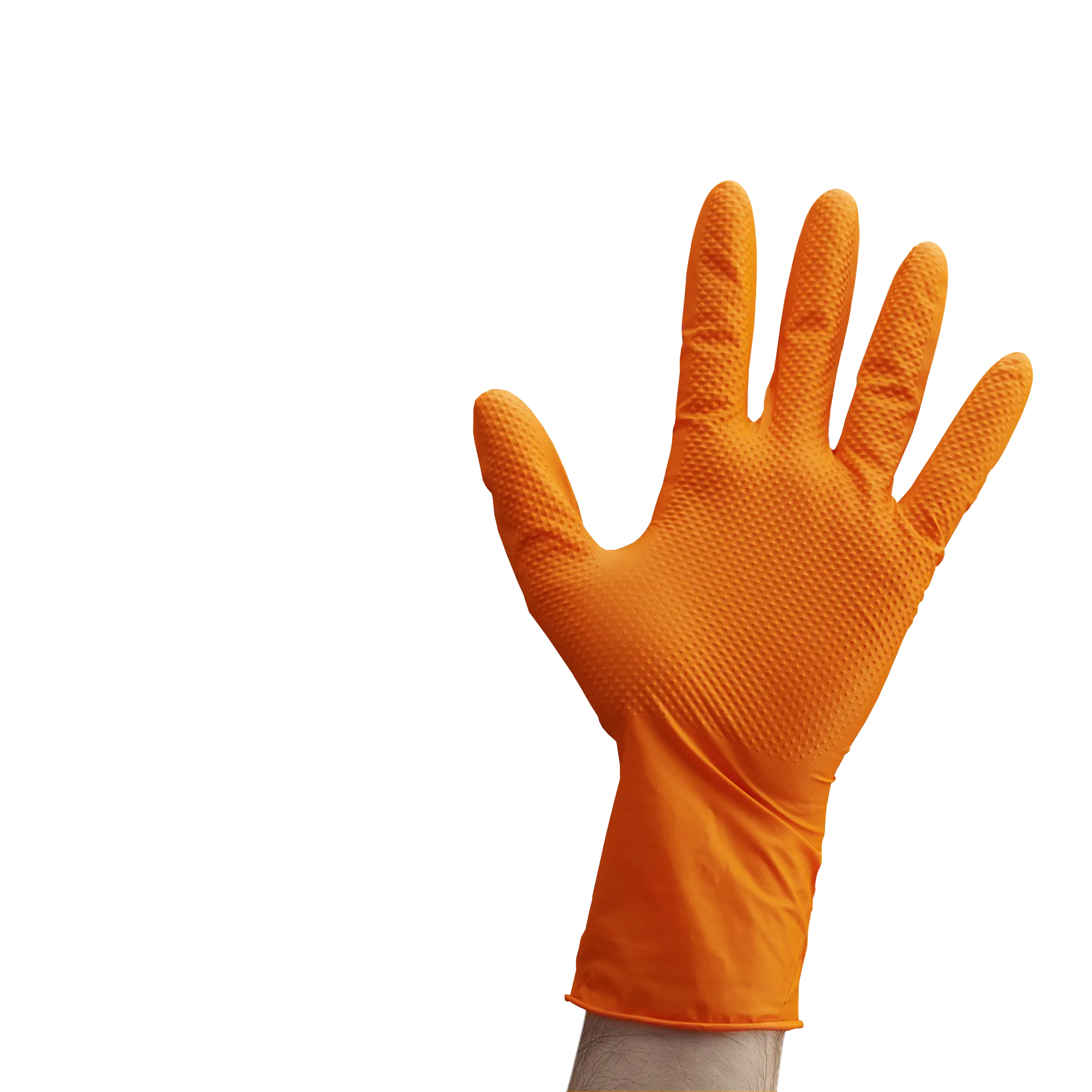 [Case of 1000] 8 Mil Disposable Orange Nitrile Heavy-Duty Gloves, Industrial, Diamond Texture - Medium