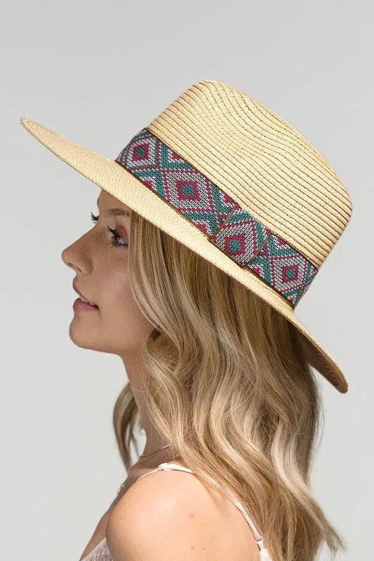 Colorful Ethnic Band Panama Hat