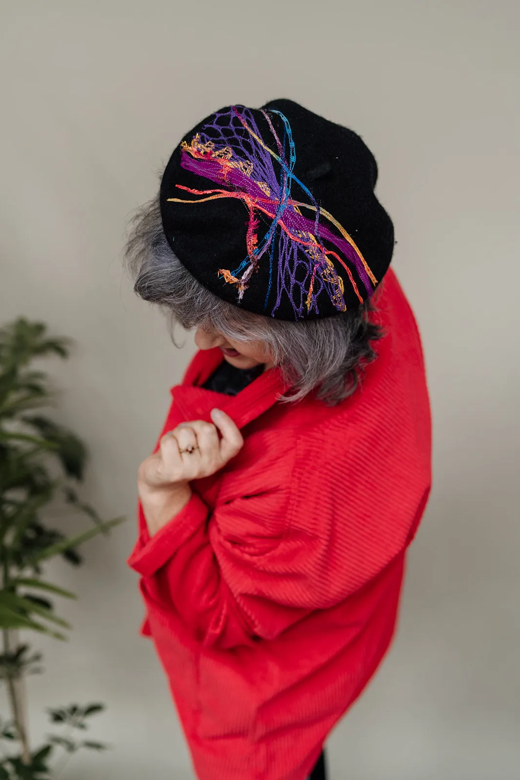 Embellished Beret in Black