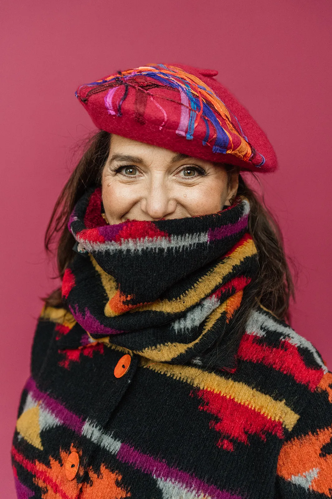 Embellished Beret in Cranberry