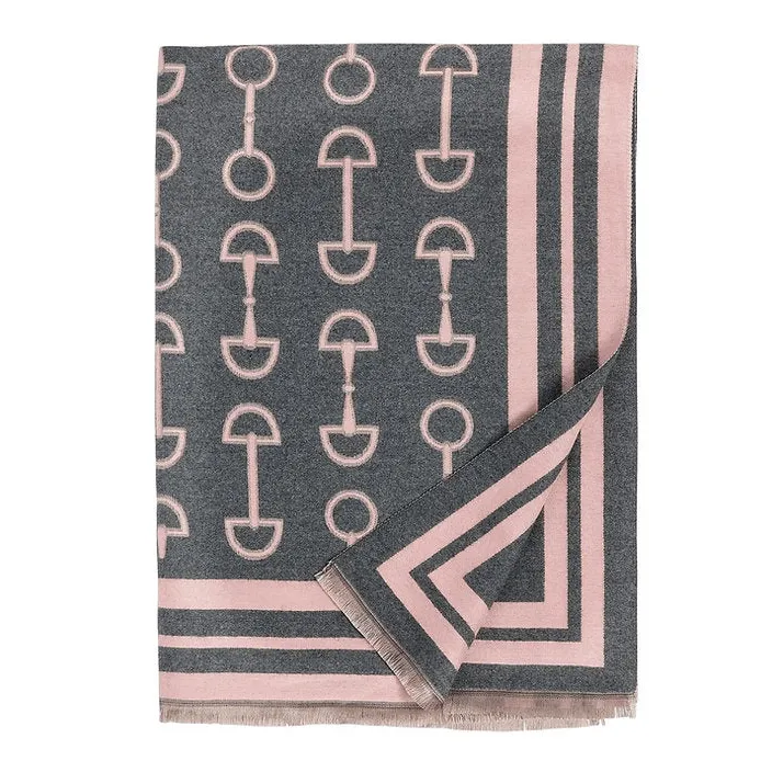 Equestrian Scarf/Shawl - Pink & Grey