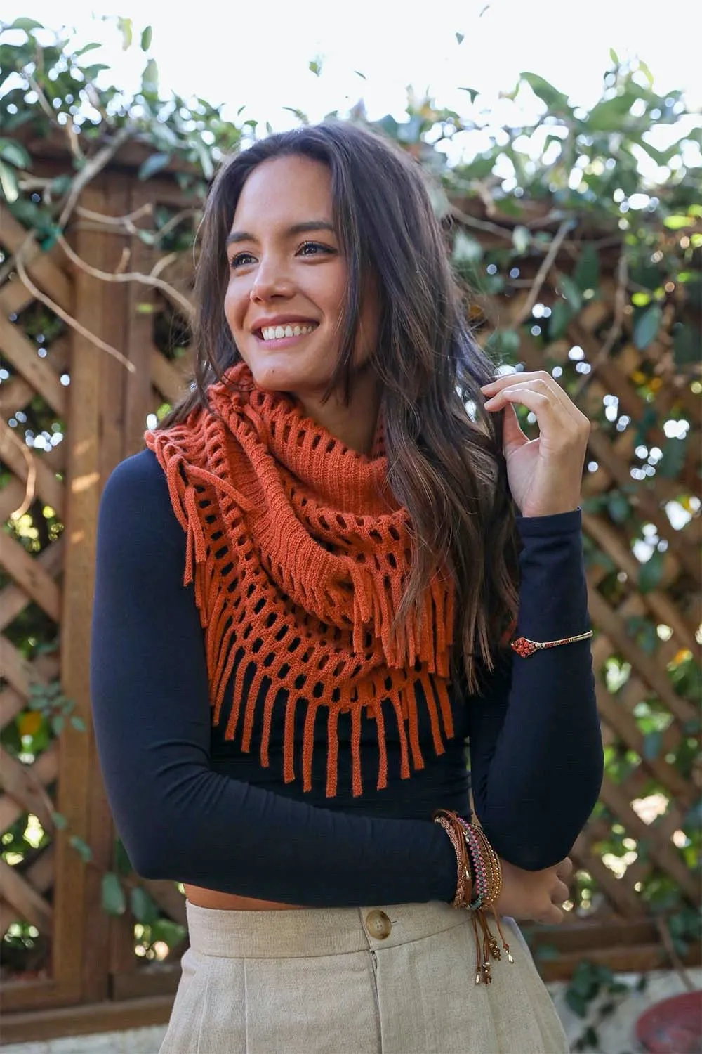 Fuzzy Chenille Tassel Infinity Scarf