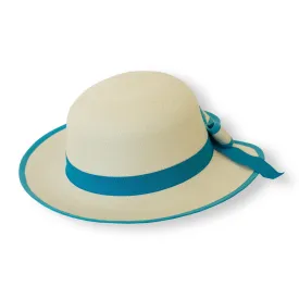 Girls Fedora Panama Hat - Blue Band