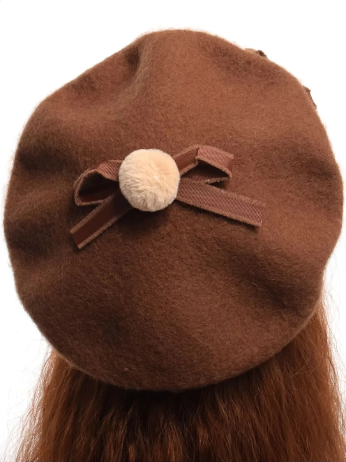 Girls Parisian Style Bow Tie Wool Beret