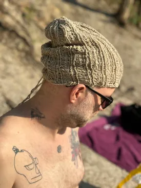 Hemp Summer Sun Beanie Hemp Knit Tube Hat Women Men Handmade Unisex Dreads Long Tube Slouchy hat