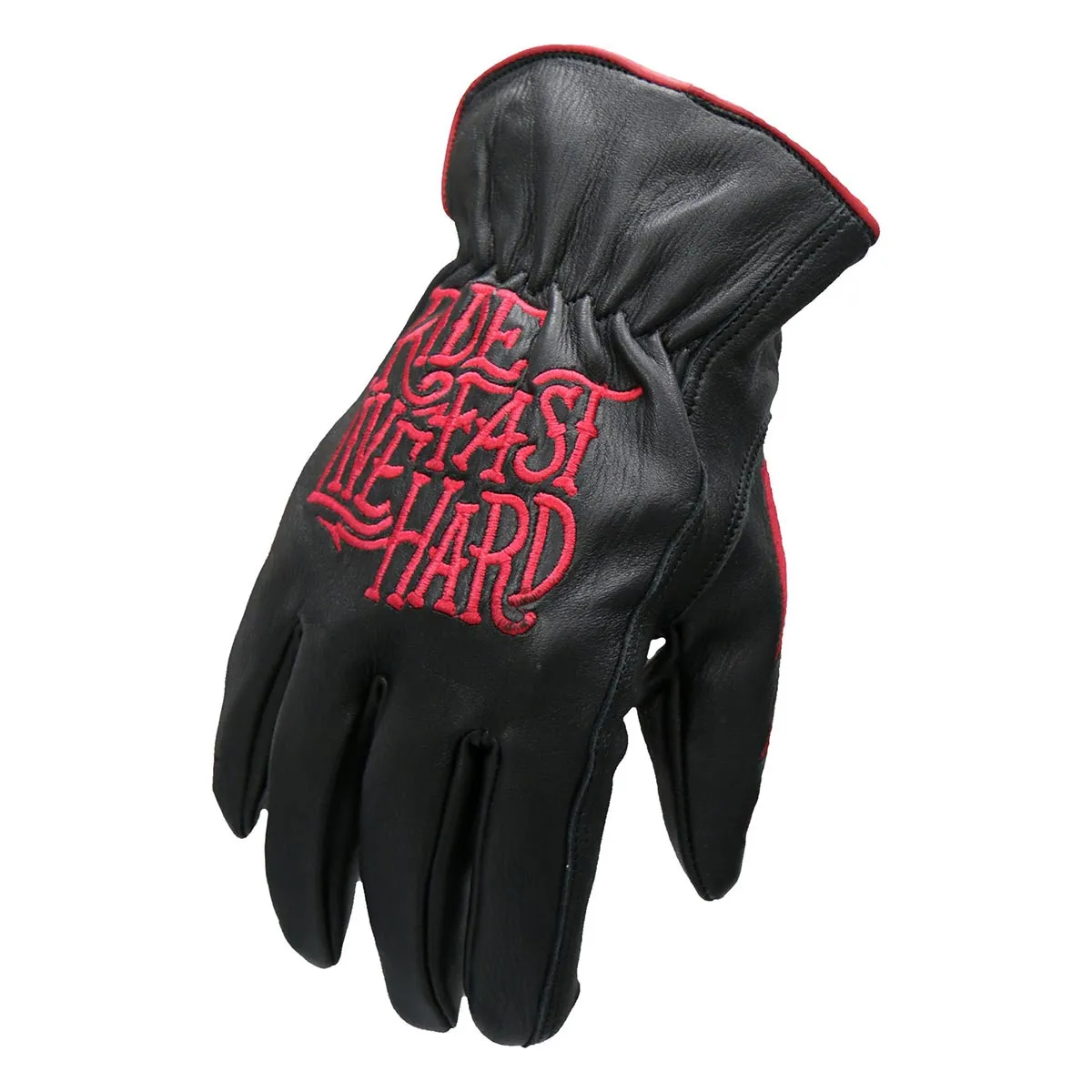 Hot Leathers GVD2002 Uni-Sex Black 'Bolt' Deer Skin Leather Gloves