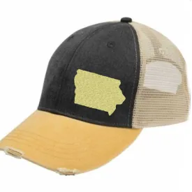 Iowa  Hat | Distressed Snapback Trucker | state cap | many color choices