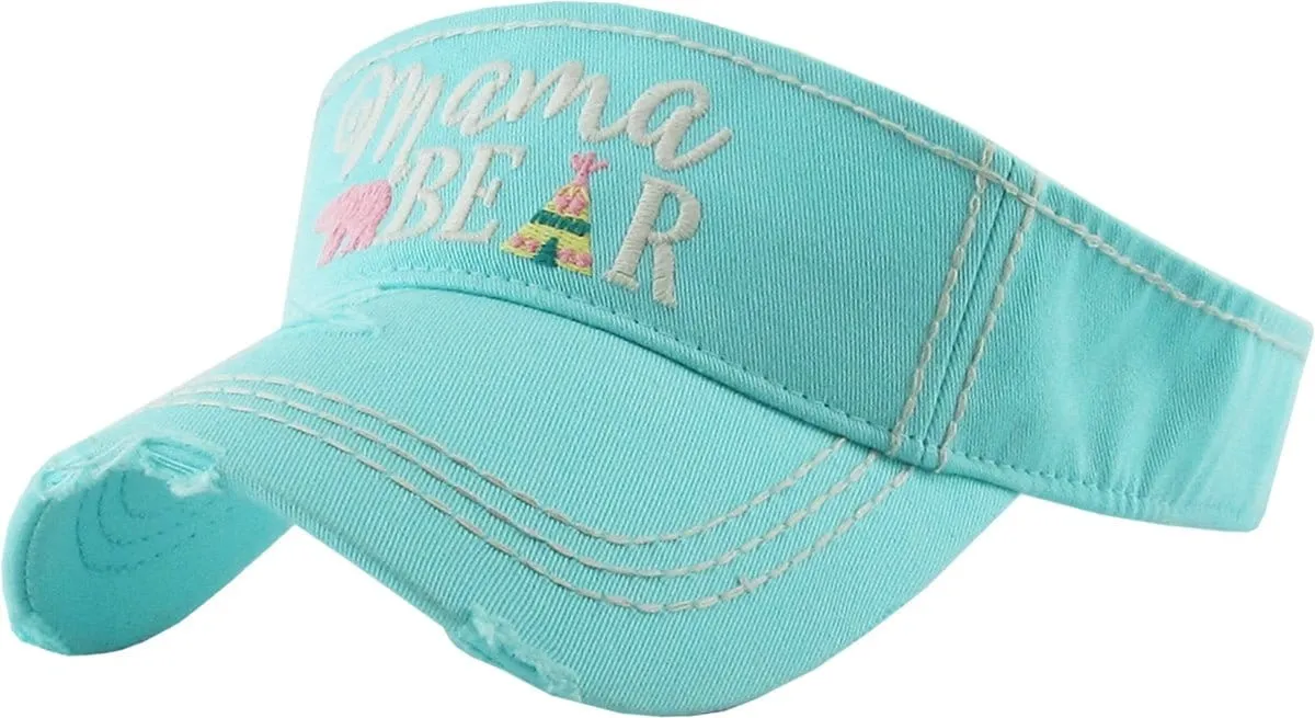 KBR129  MAMA BEAR Washed Vintage Sun Visor