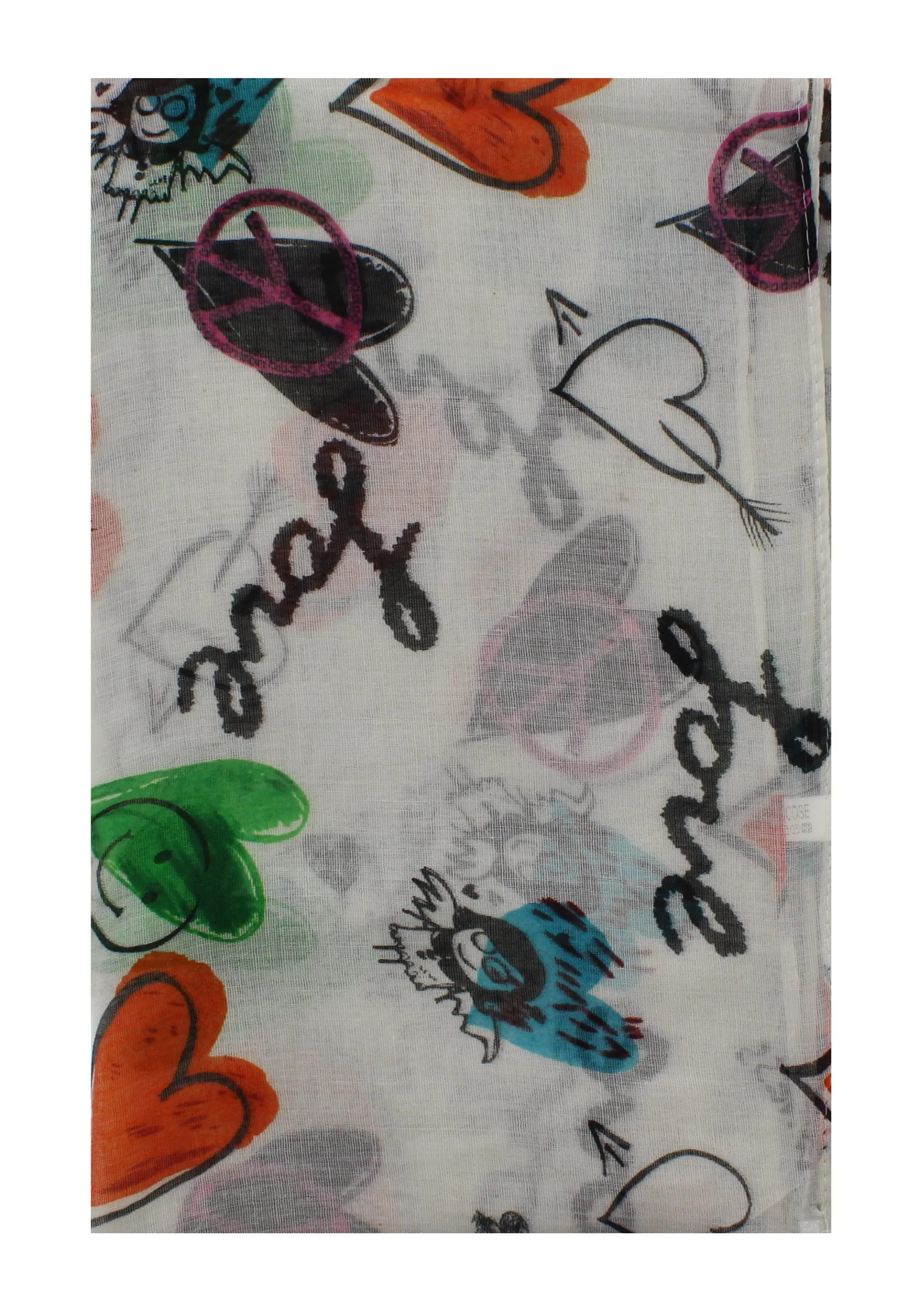 Love, Happiness, Peace & Heart Print on Scarf