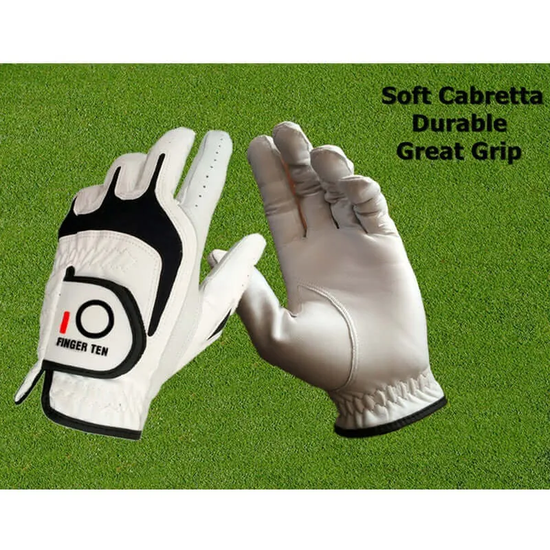 Men's Golf Gloves All Weather Grip Value 6 Pack Cabretta Leather Left Right Handed Durable Fit Size Small Medium ML Large XL