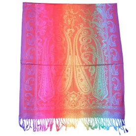 Multicolour Paisley Print Pashmina with Tassels