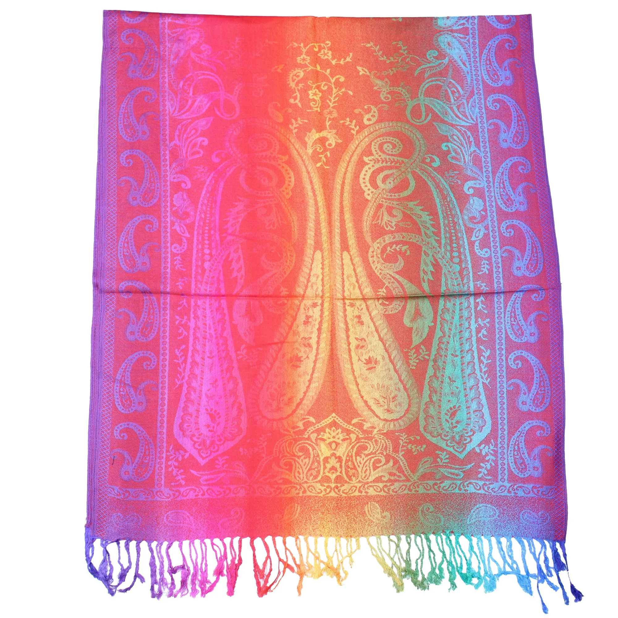 Multicolour Paisley Print Pashmina with Tassels