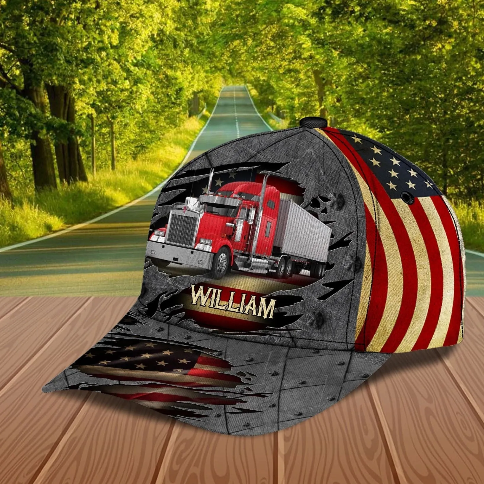 Personalized Trucker Cap American Flag 3D Classic Cap for Trucker Dad, Father Trucker Cap