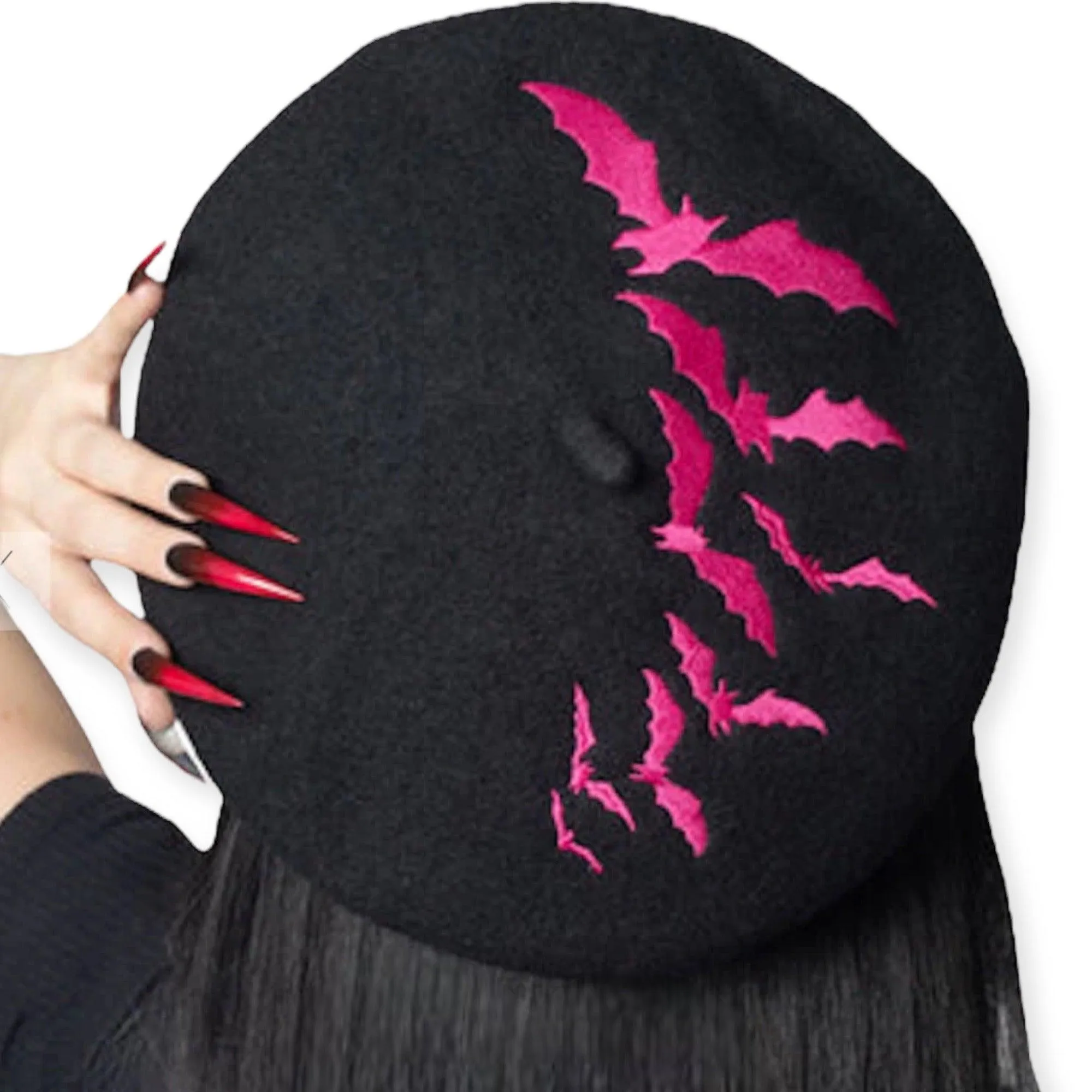 Pink Bat Repeat Beret Hat