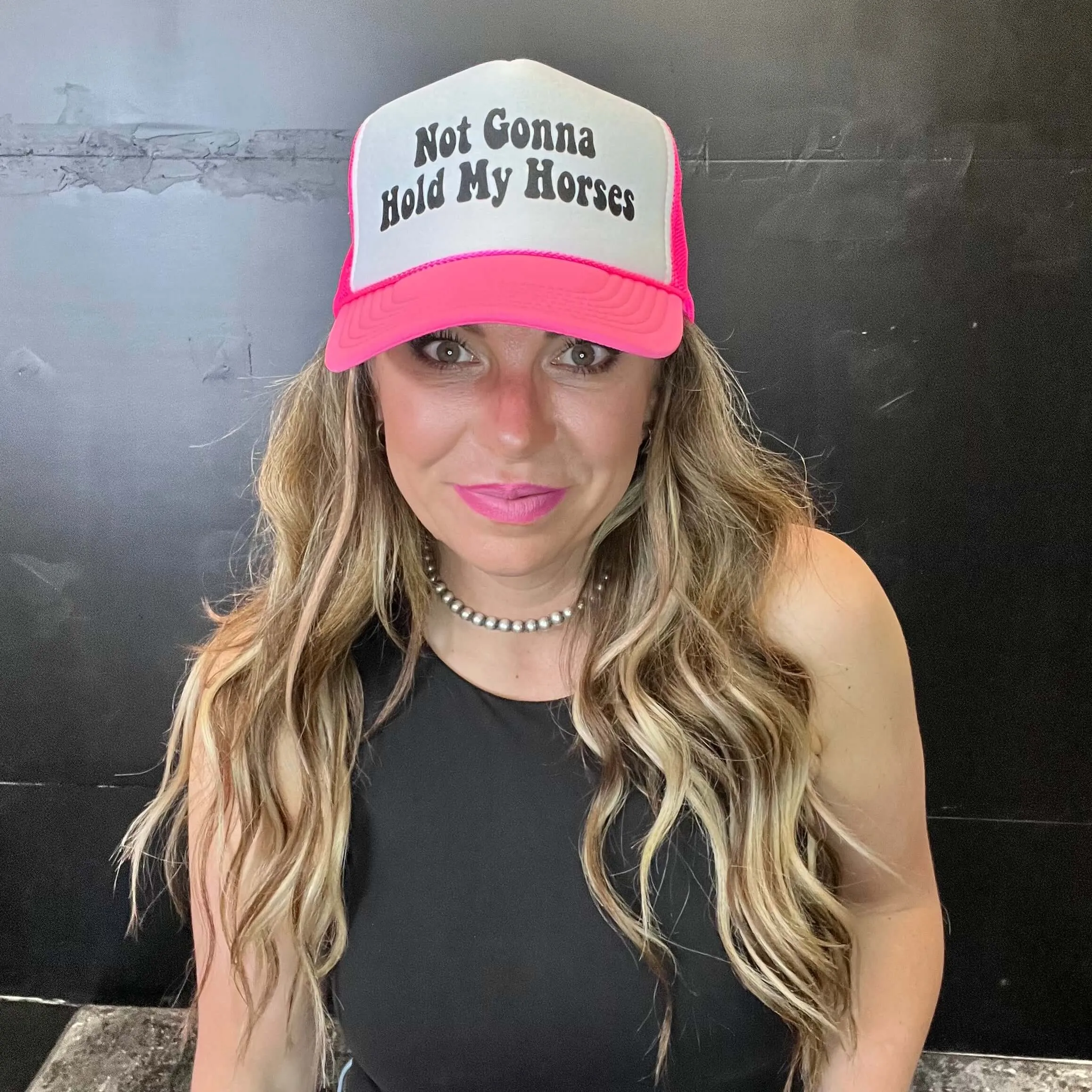 Pink Not Gonna Hold My Horses Trucker Hat