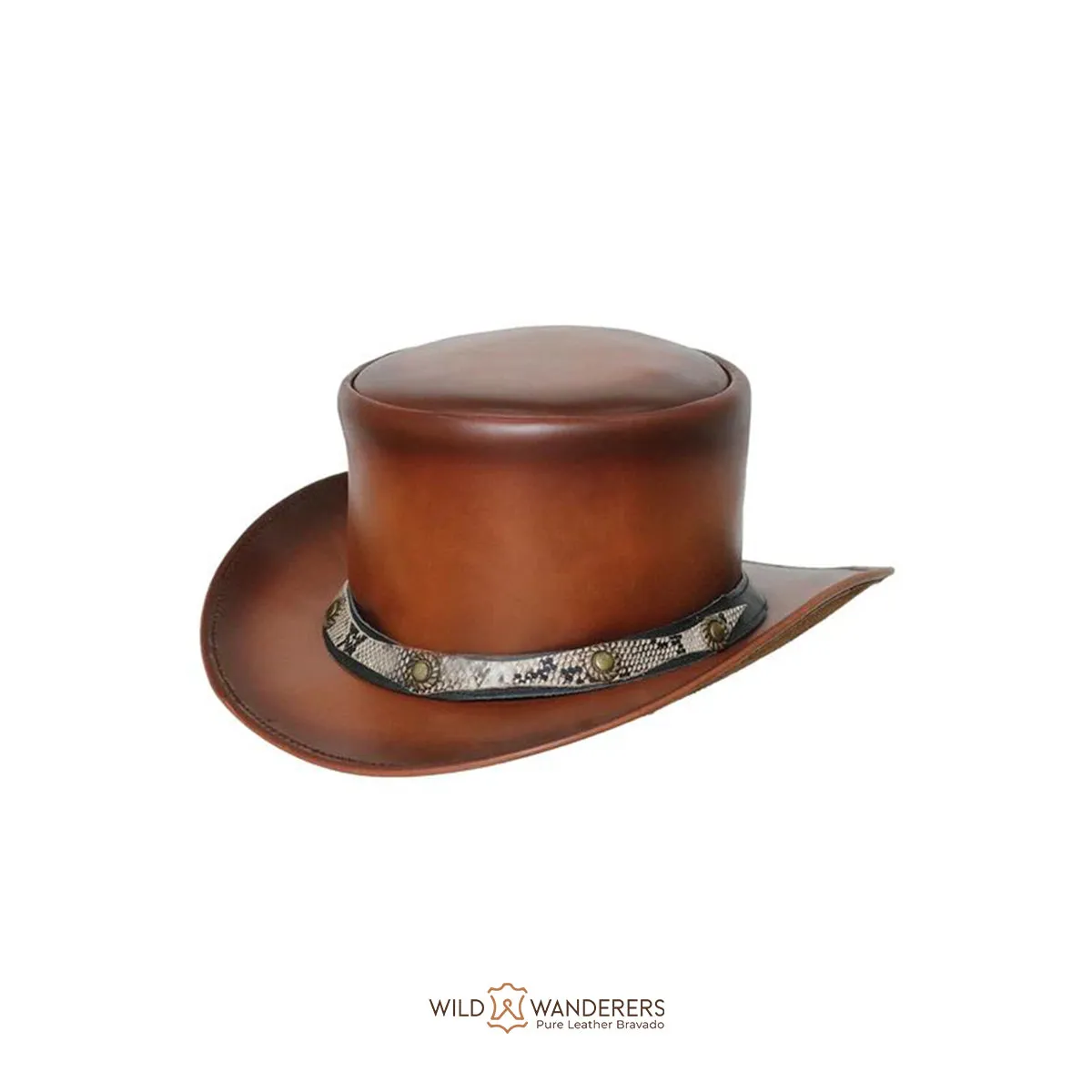 Premium Brown El Dorado Leather Top Hat