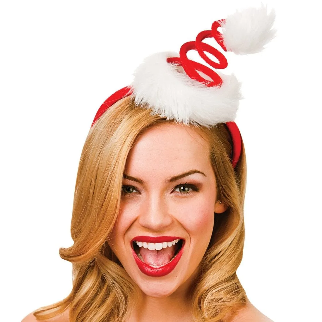 Red Spiral Santas Hat on Headband Christmas s Accessory