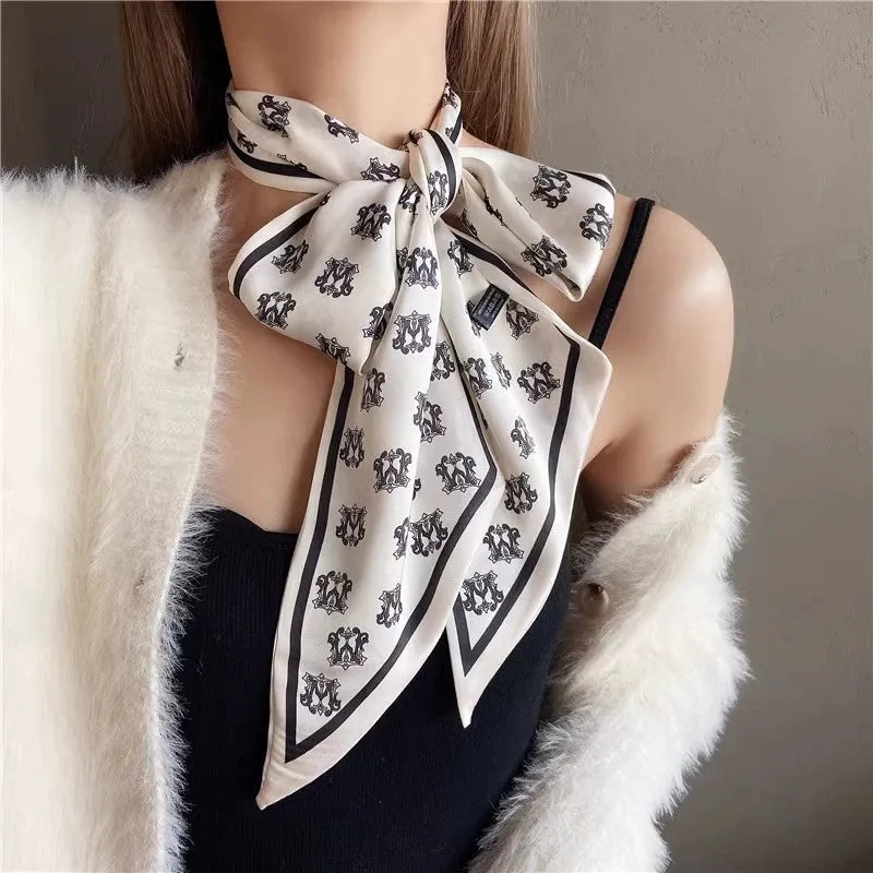 Retro Lettered Silk Scarf