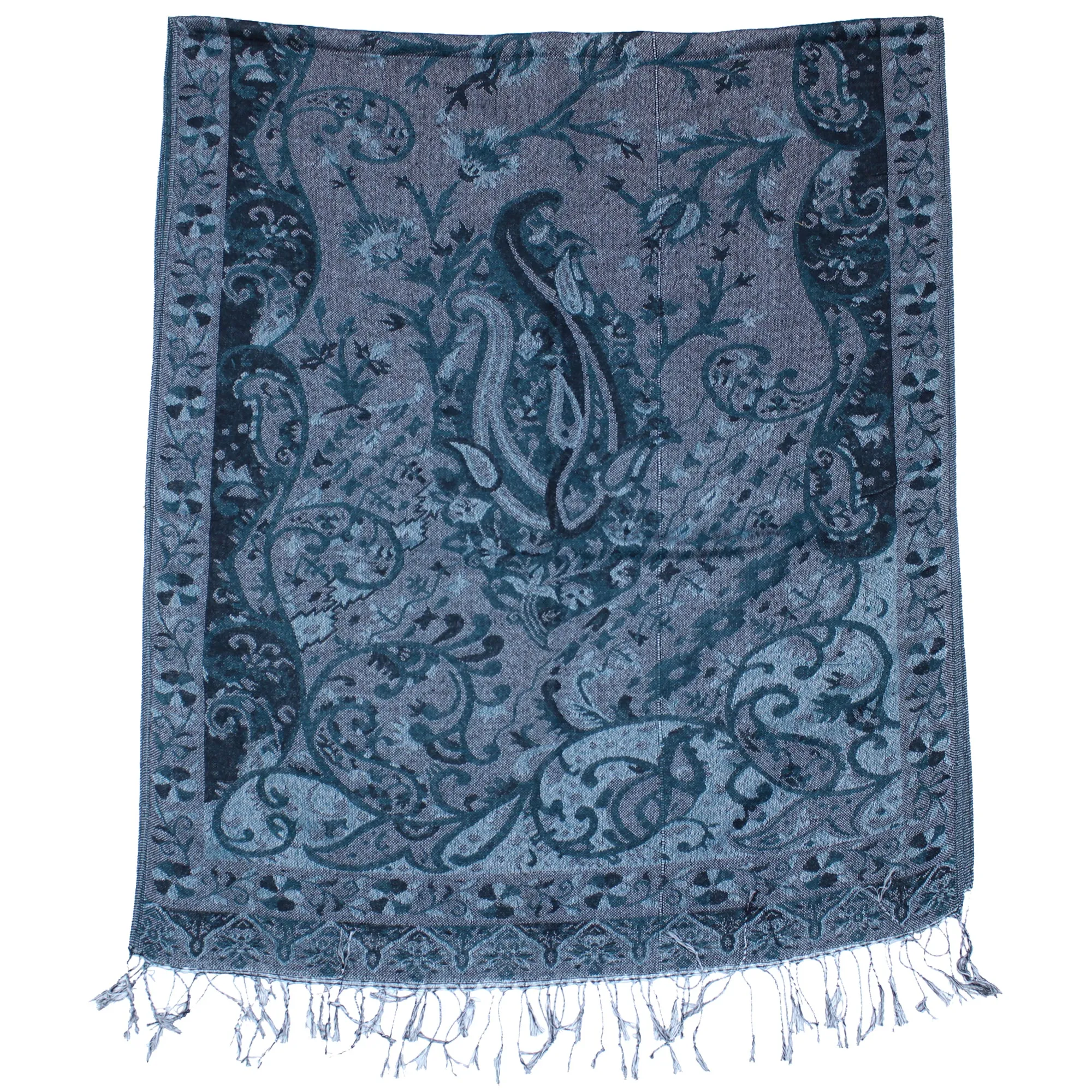 Reversible Paisley Print Pashmina with Tassels