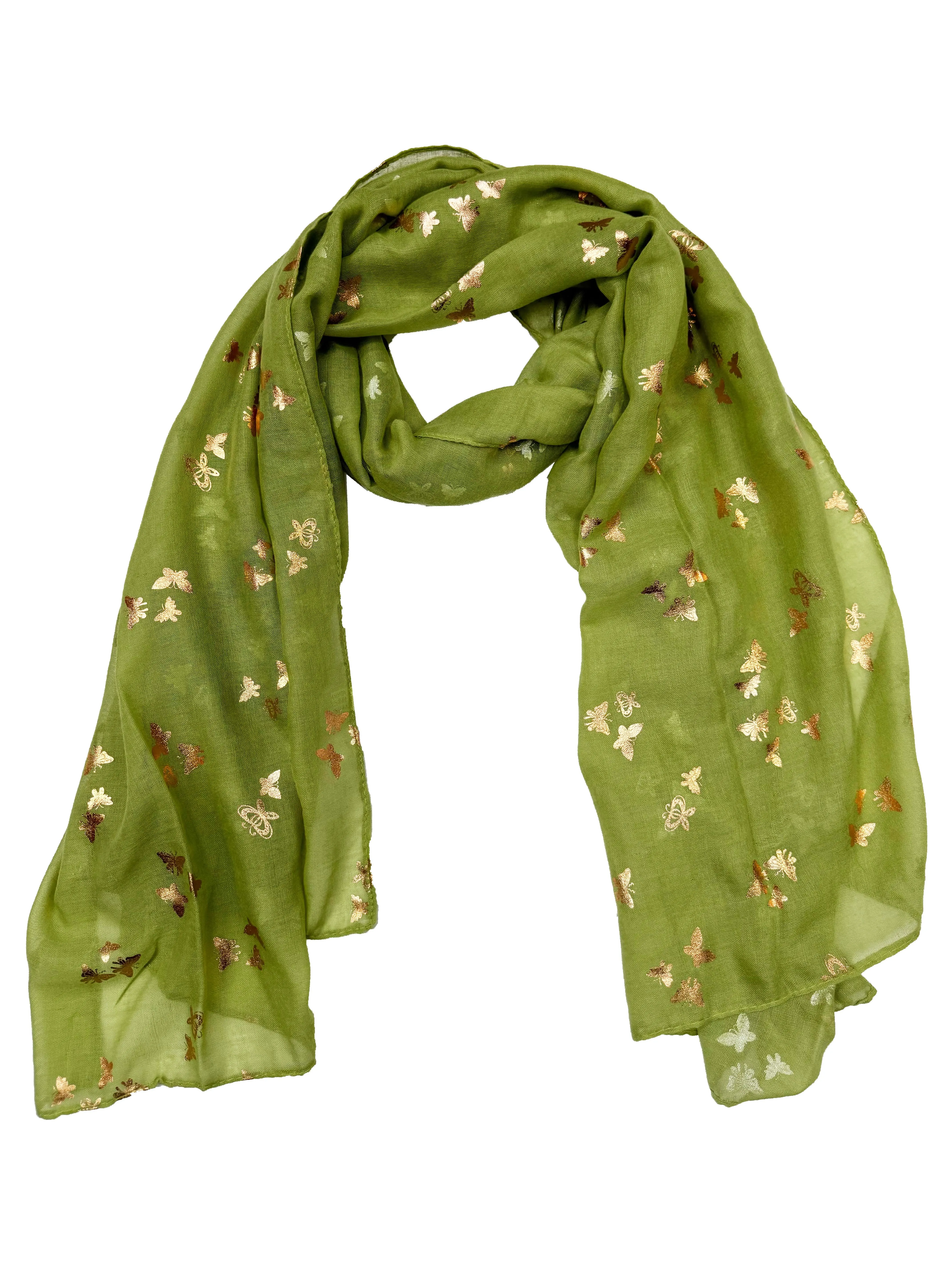 Scarf with Tiny Gold Foil Butterflies