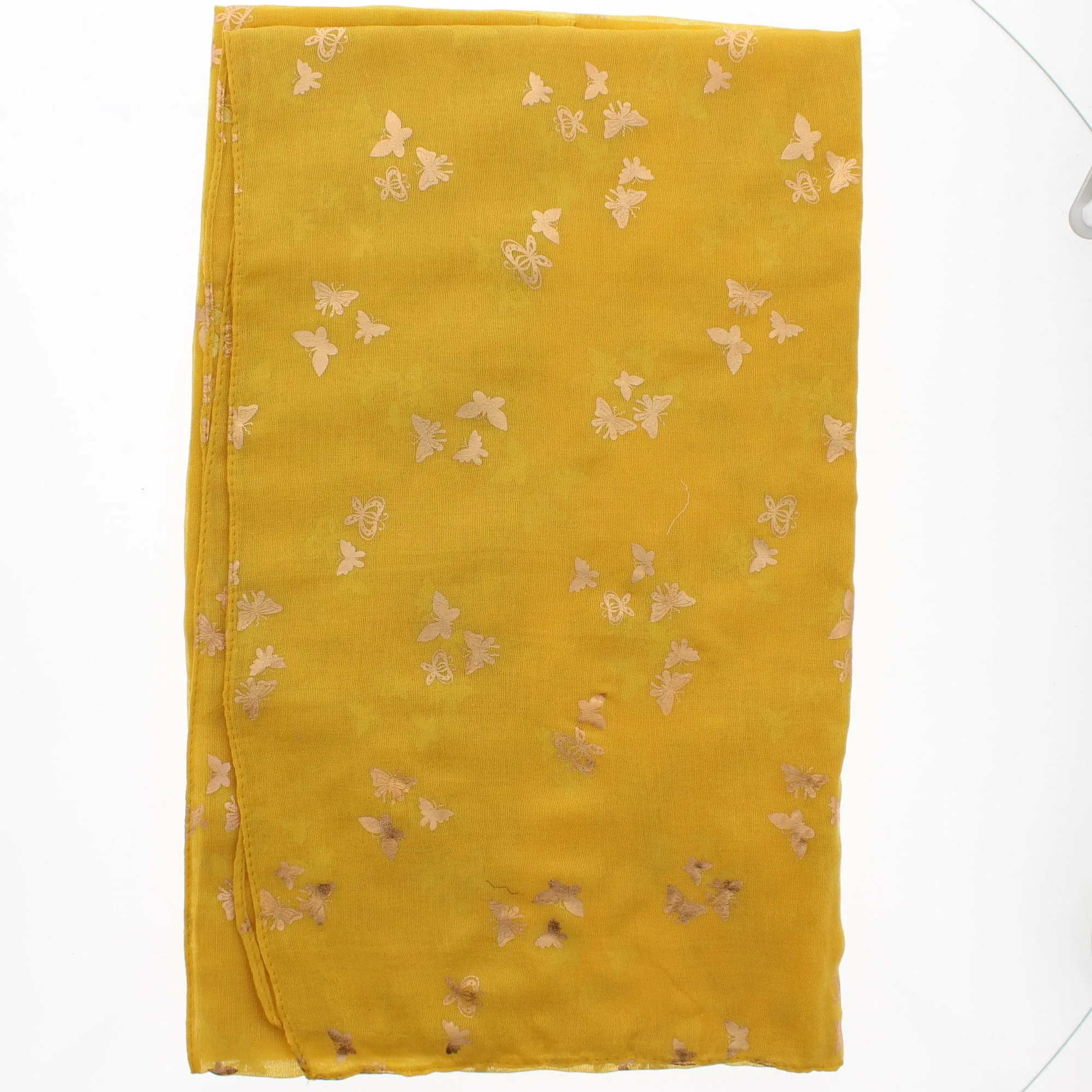 Scarf with Tiny Gold Foil Butterflies