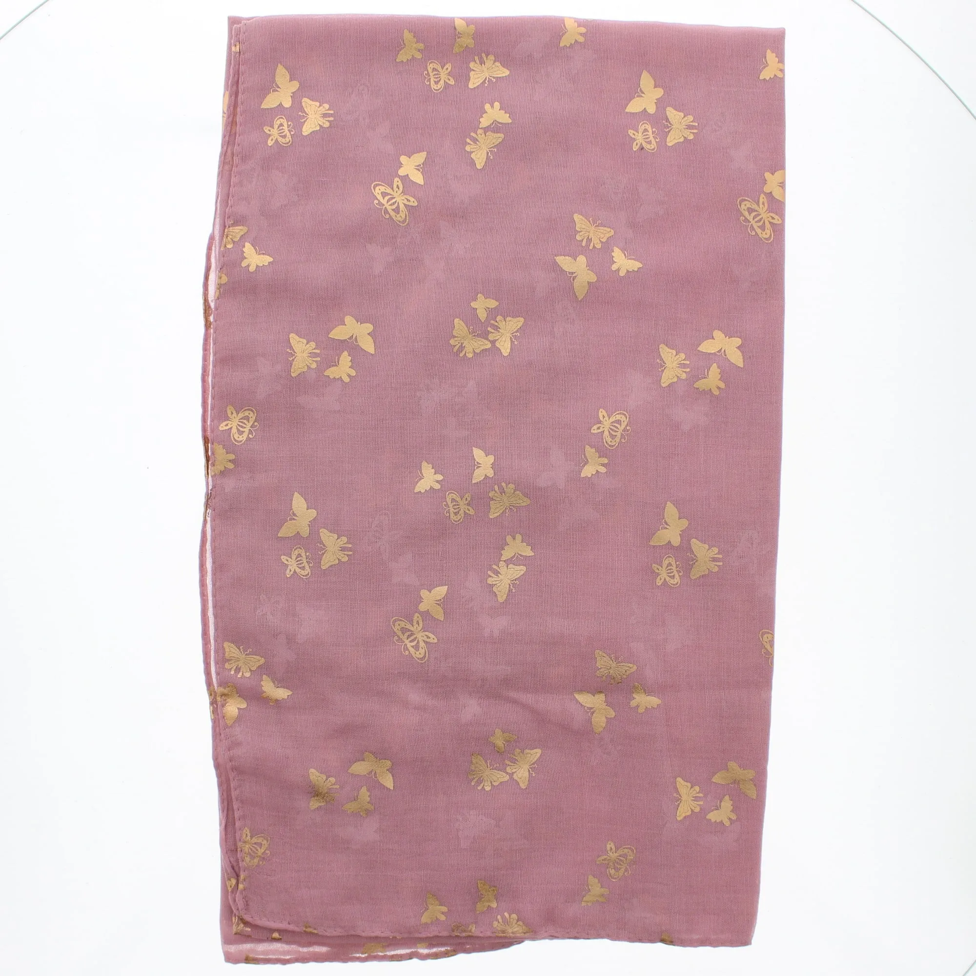 Scarf with Tiny Gold Foil Butterflies