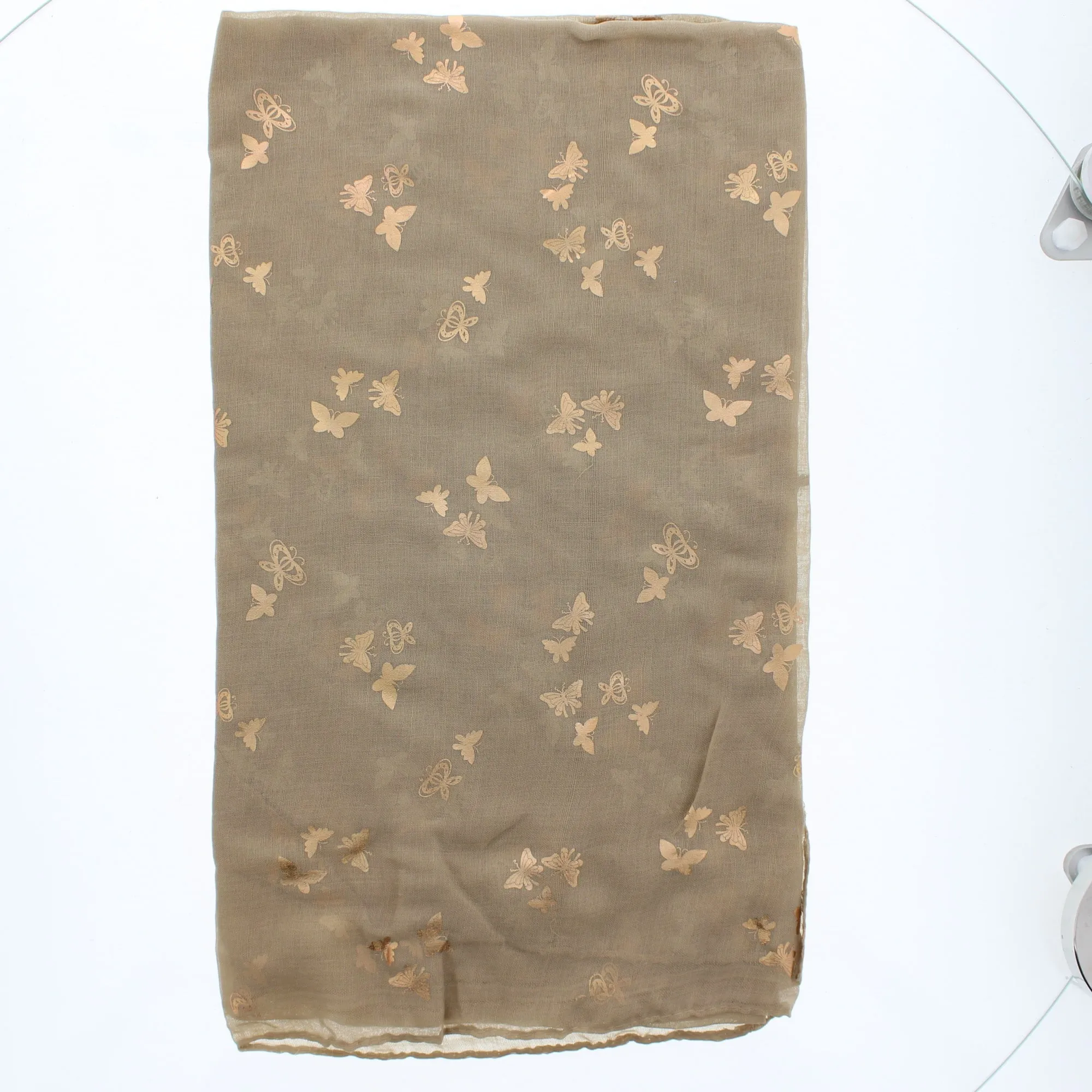 Scarf with Tiny Gold Foil Butterflies