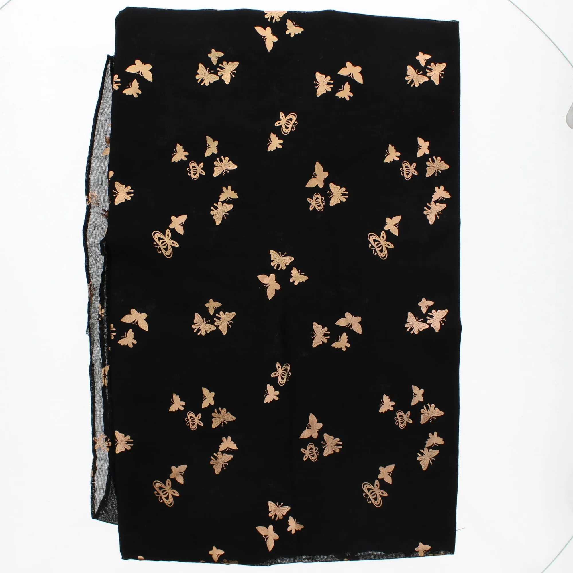 Scarf with Tiny Gold Foil Butterflies