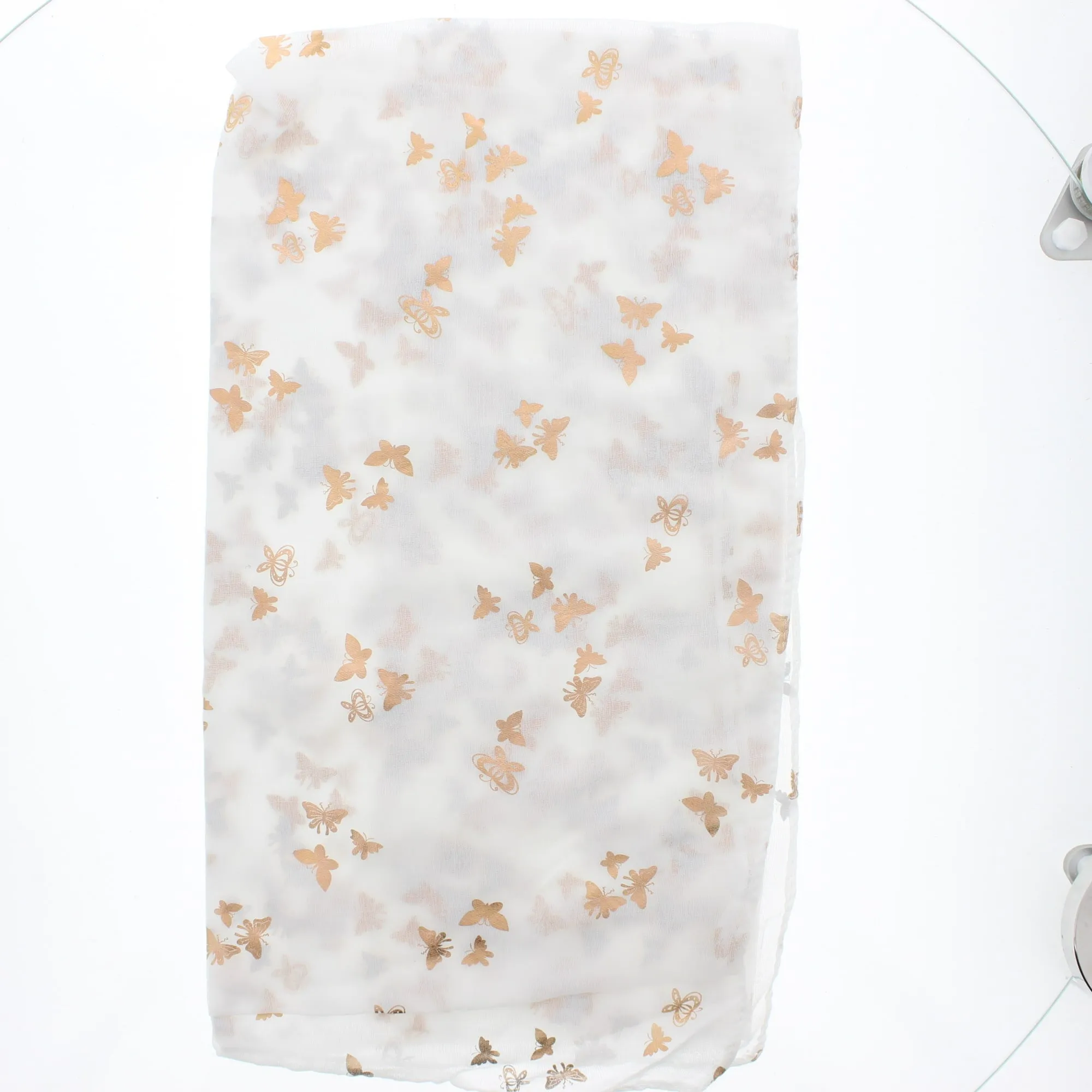 Scarf with Tiny Gold Foil Butterflies