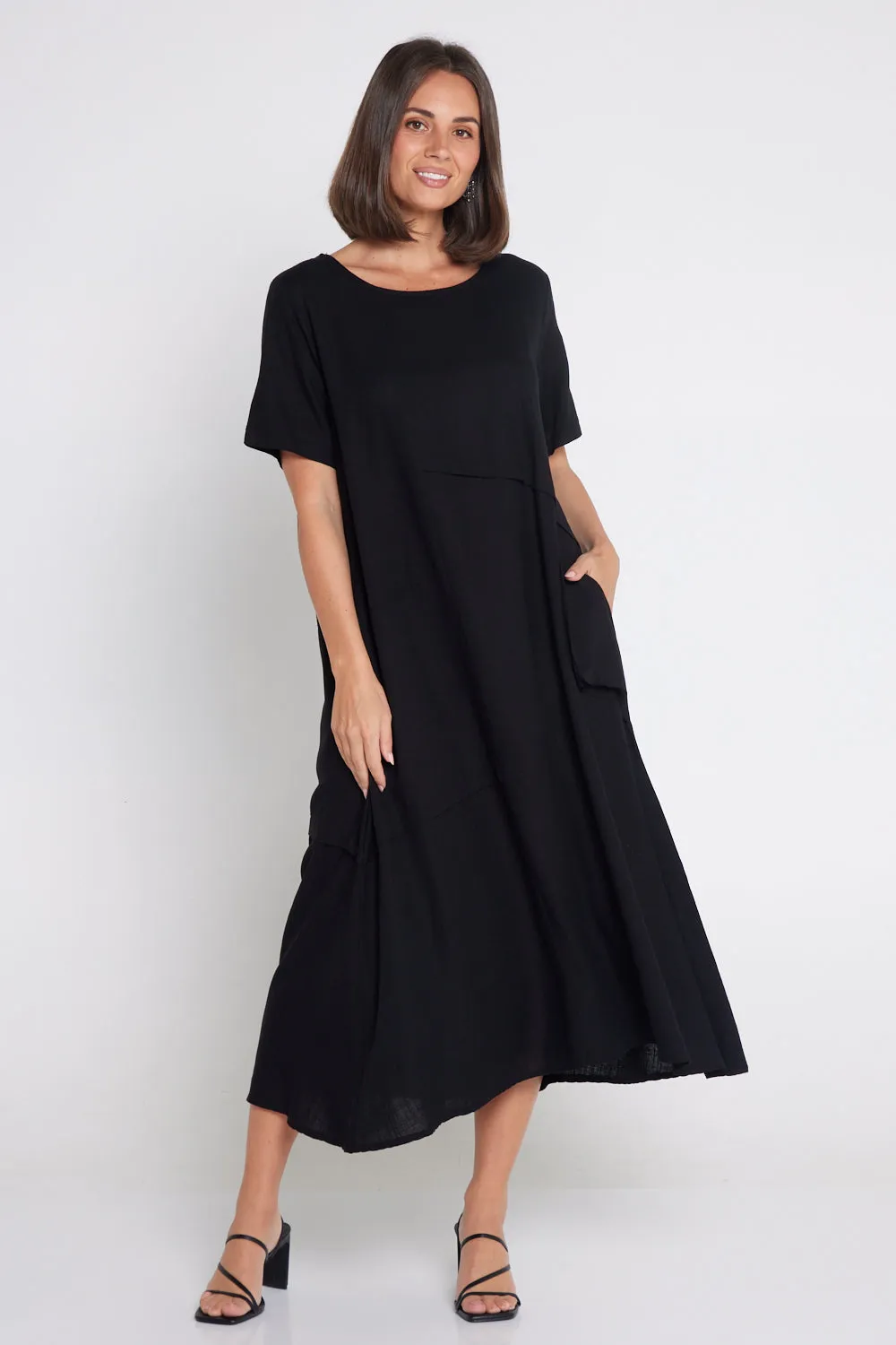 Shona Cotton & Linen Dress - Black