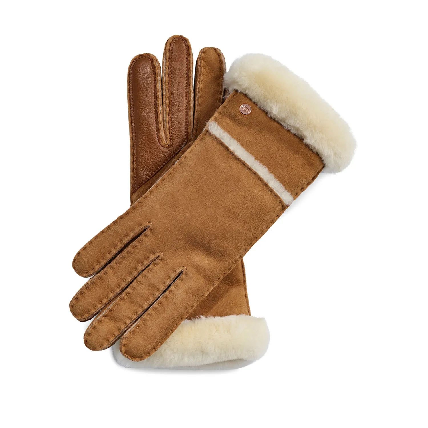 UGG Women's Sheepskin Seamed Glove in Chestnut