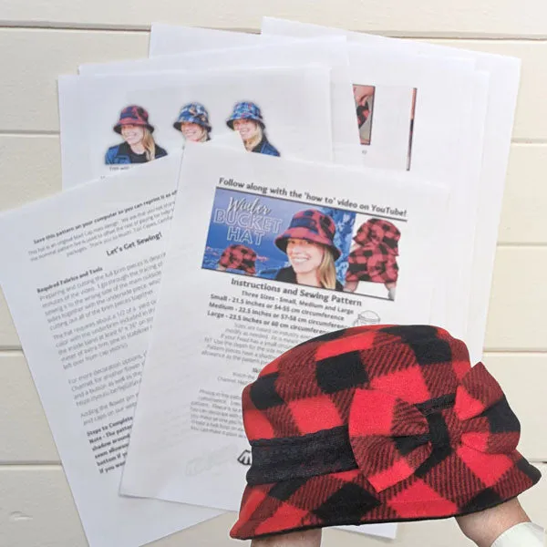 Winter Bucket Hat sewing pattern and instructions, digital format